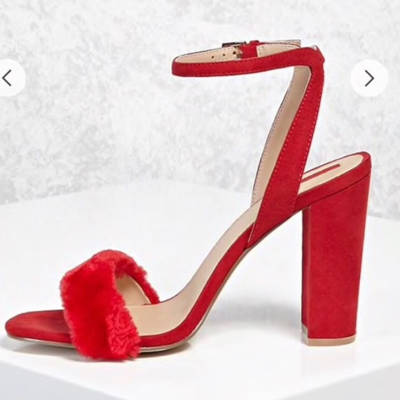 Forever 21 red fur heels - Picture 3 of 4